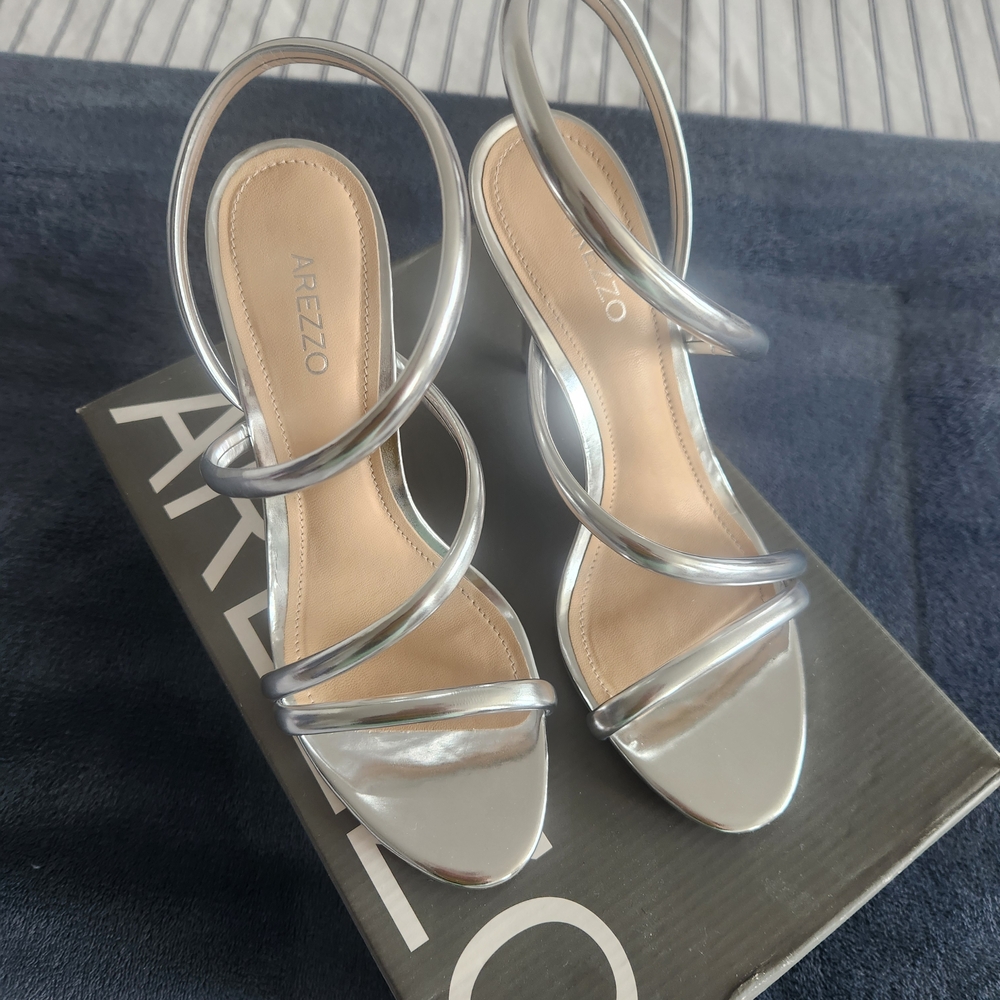 Arezzo Women's Chic Silver Strappy Heels